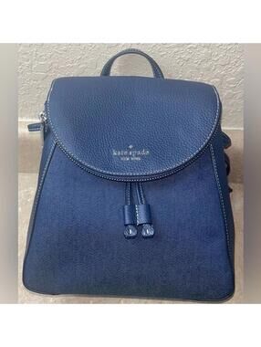 Kate Spade New York Leila Denim Medium Flap Backpack, NWT